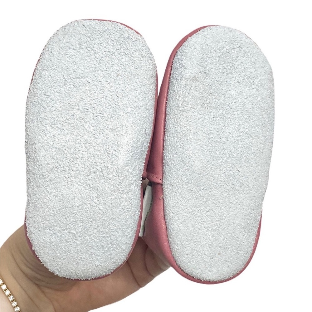 Momo Soft Sole Leather Baby Shoes Pink Skull Bow Size 12 to 18 months - Picture 9 of 14